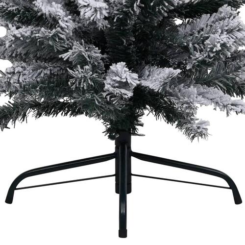 Smalt kunstigt juletræ med sne 150 cm PVC grøn
