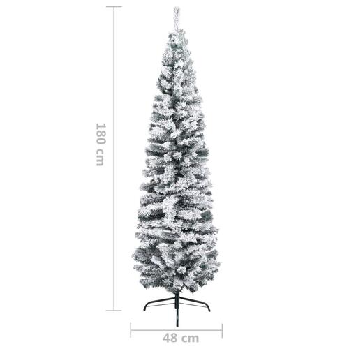 Smalt kunstigt juletræ med sne 180 cm PVC grøn