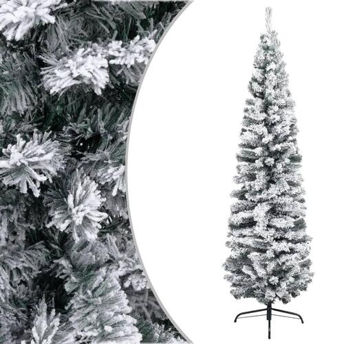 Smalt kunstigt juletræ med sne 240 cm PVC grøn