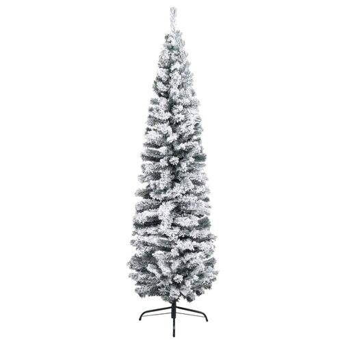 Smalt kunstigt juletræ med sne 240 cm PVC grøn