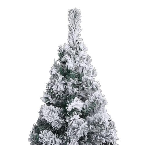Smalt kunstigt juletræ med sne 240 cm PVC grøn