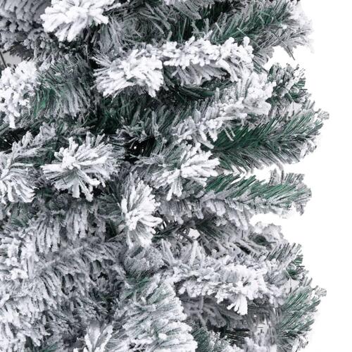 Smalt kunstigt juletræ med sne 240 cm PVC grøn