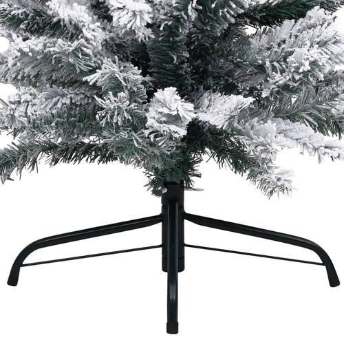 Smalt kunstigt juletræ med sne 240 cm PVC grøn