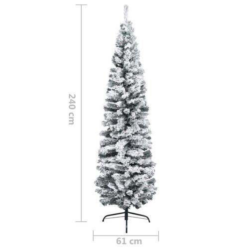 Smalt kunstigt juletræ med sne 240 cm PVC grøn