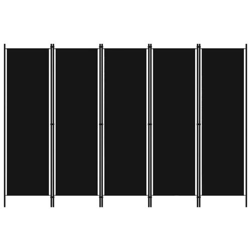 5-panels rumdeler 250 x 180 cm sort