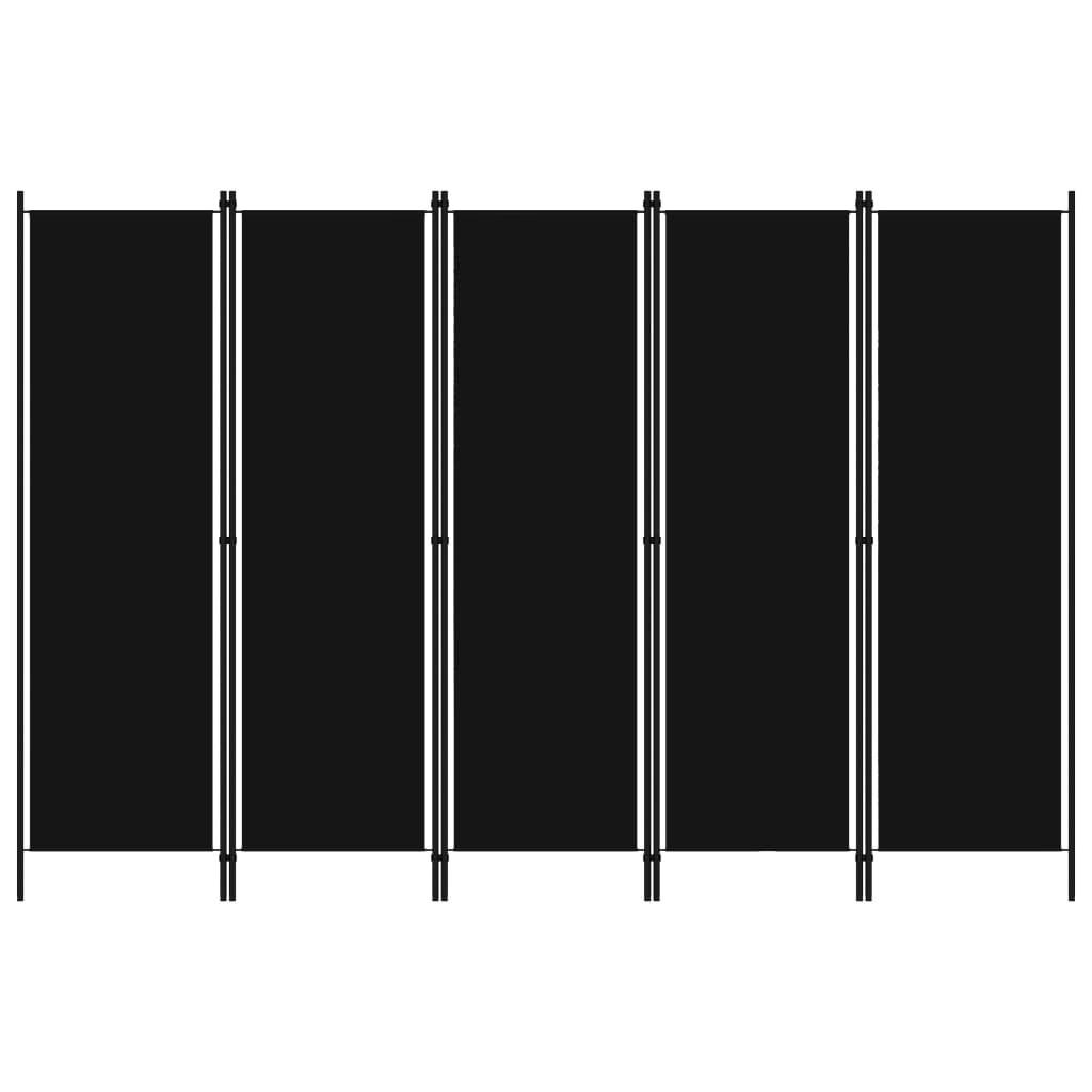5-panels rumdeler 250 x 180 cm sort