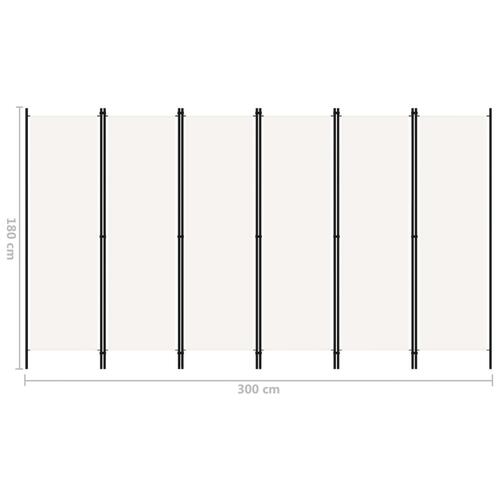 6-panels rumdeler 300 x 180 cm hvid