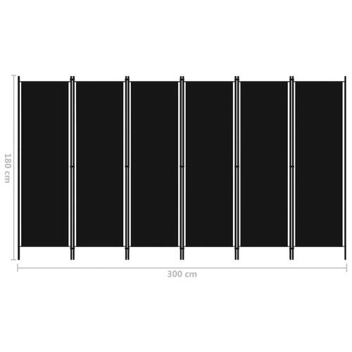 6-panels rumdeler 300 x 180 cm sort