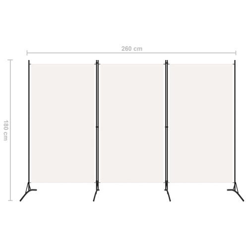 3-panels rumdeler 260x180 cm stof hvid