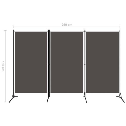 3-panels rumdeler 260 x 180 cm antracitgrå