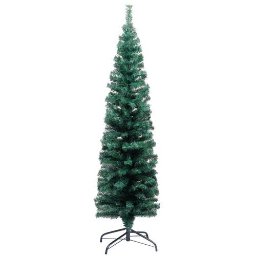 Smalt kunstigt juletræ med juletræsfod 150 cm PVC grøn