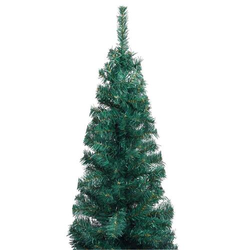 Smalt kunstigt juletræ med juletræsfod 150 cm PVC grøn
