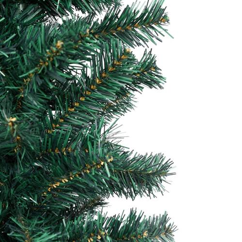 Smalt kunstigt juletræ med juletræsfod 150 cm PVC grøn