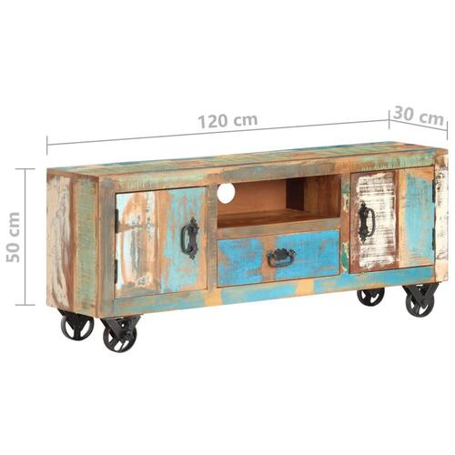 Tv-skab 120x30x50 cm massivt genbrugstræ
