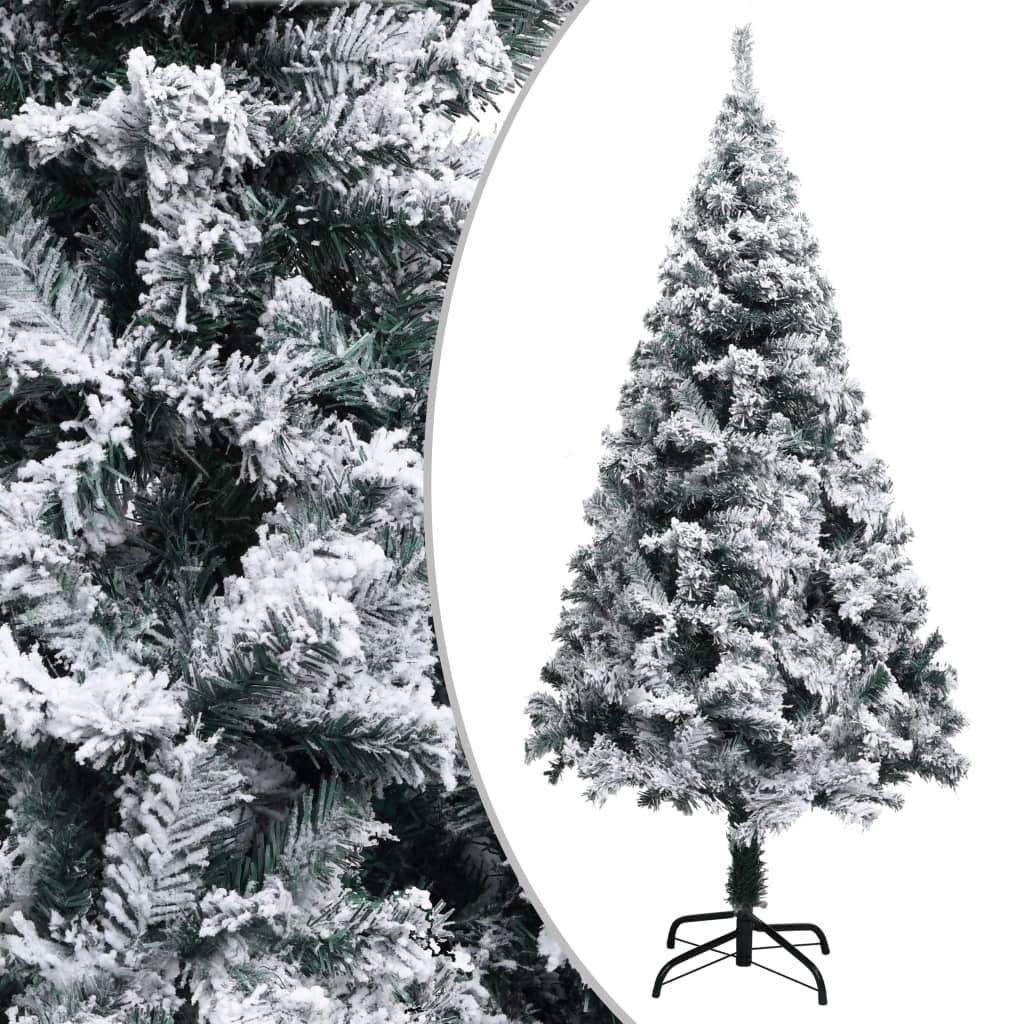 Kunstigt juletræ med sne 150 cm PVC grøn