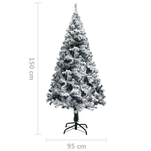 Kunstigt juletræ med sne 150 cm PVC grøn