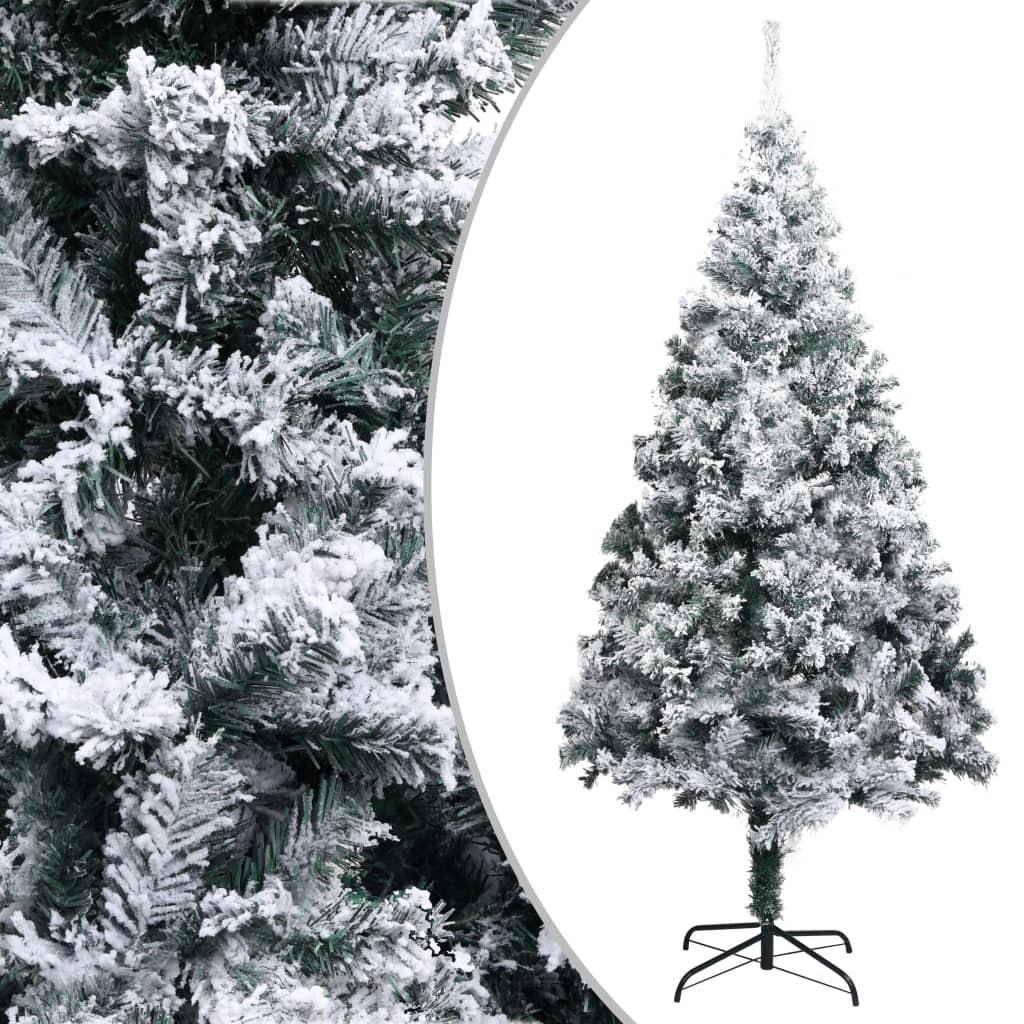 Kunstigt juletræ med sne 180 cm PVC grøn
