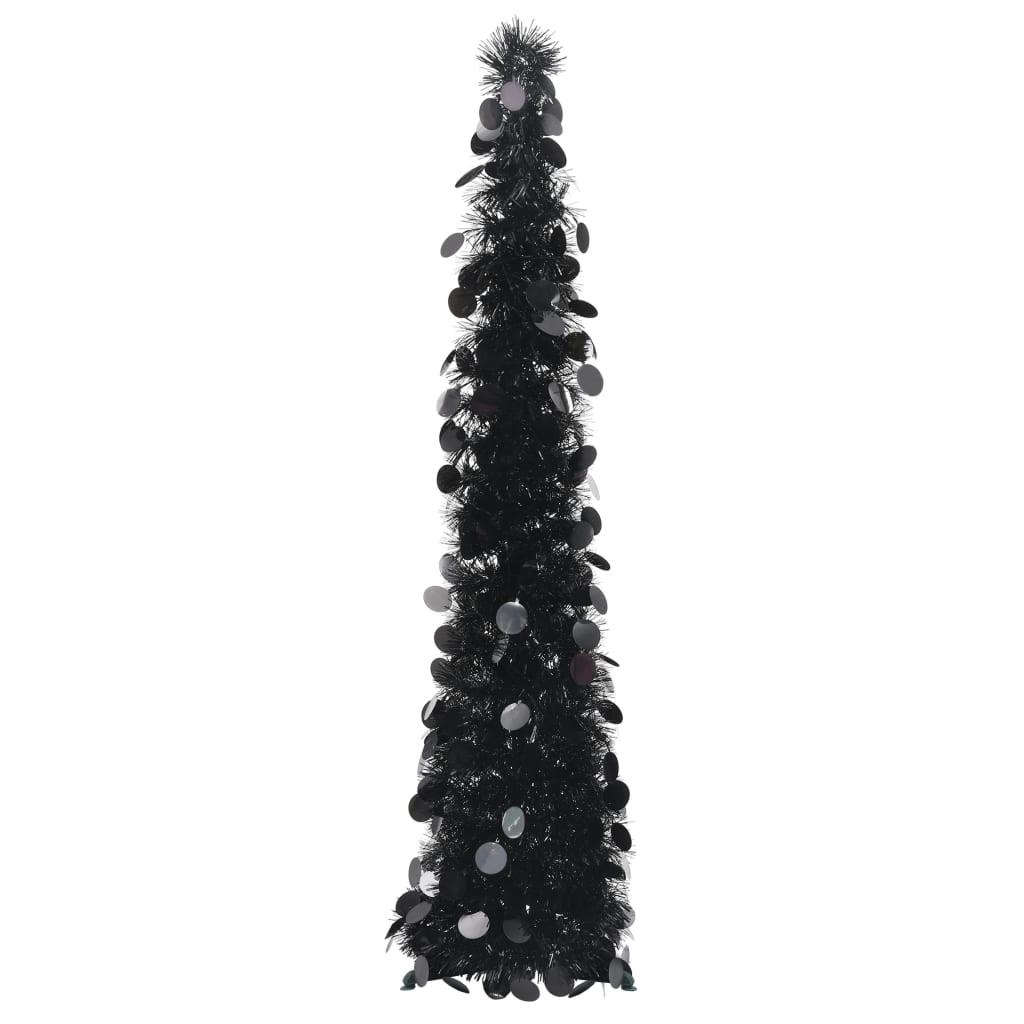 Kunstigt juletræ med pop-op-funktion 120 cm PET sort