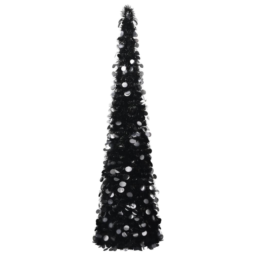 Kunstigt juletræ med pop-op-funktion 150 cm PET sort