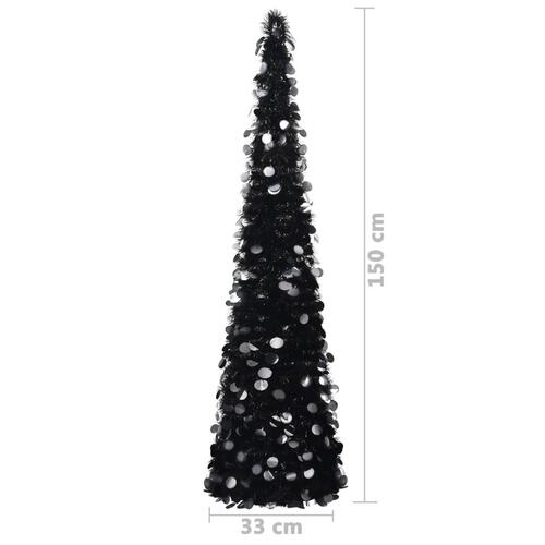 Kunstigt juletræ med pop-op-funktion 150 cm PET sort