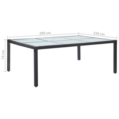 Udendørs spisebord 200x150x74 cm polyrattan sort
