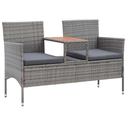 2-personers havebænk med tebord 143 cm polyrattan grå