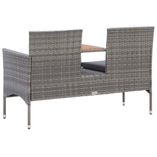2-personers havebænk med tebord 143 cm polyrattan grå