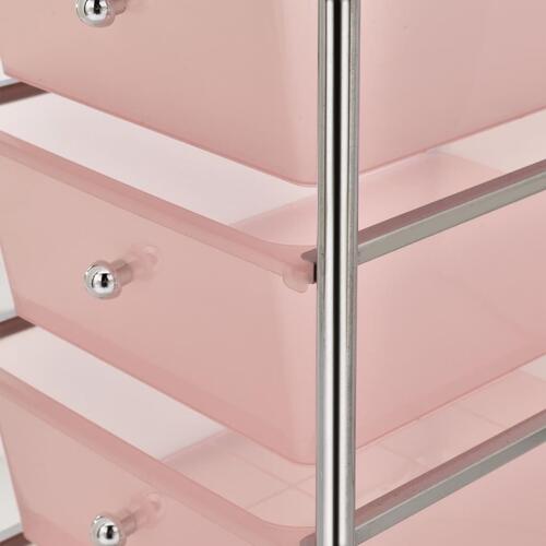 Rullebord med 4 skuffer plastik pink