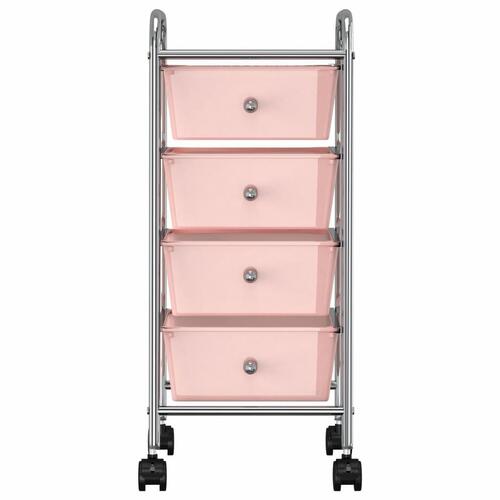 Rullebord med 4 skuffer plastik pink