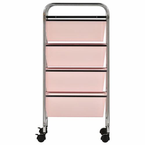 Rullebord med 4 skuffer plastik pink