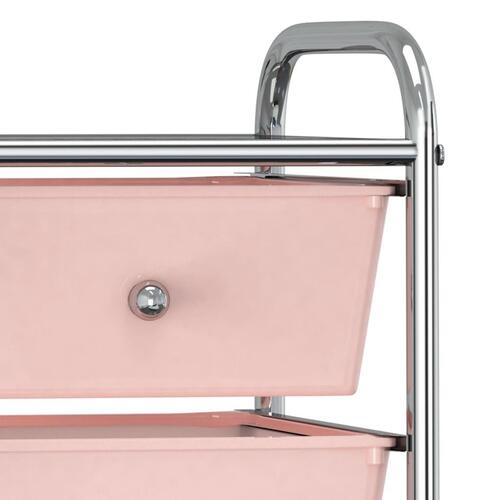 Rullebord med 4 skuffer plastik pink