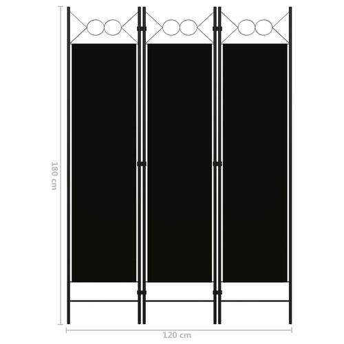 3-panels rumdeler 120x180 cm sort