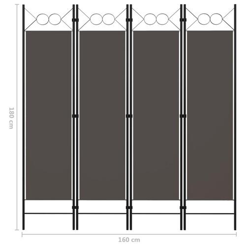 4-panels rumdeler 160x180 cm antracitgrå