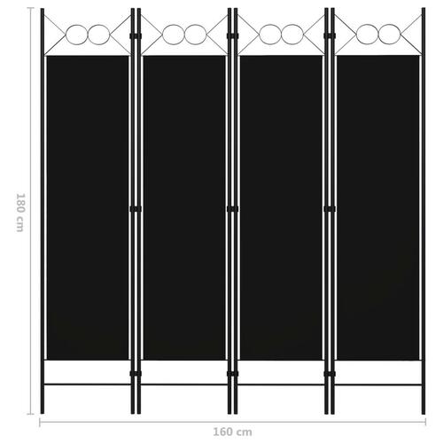4-panels rumdeler 160x180 cm sort