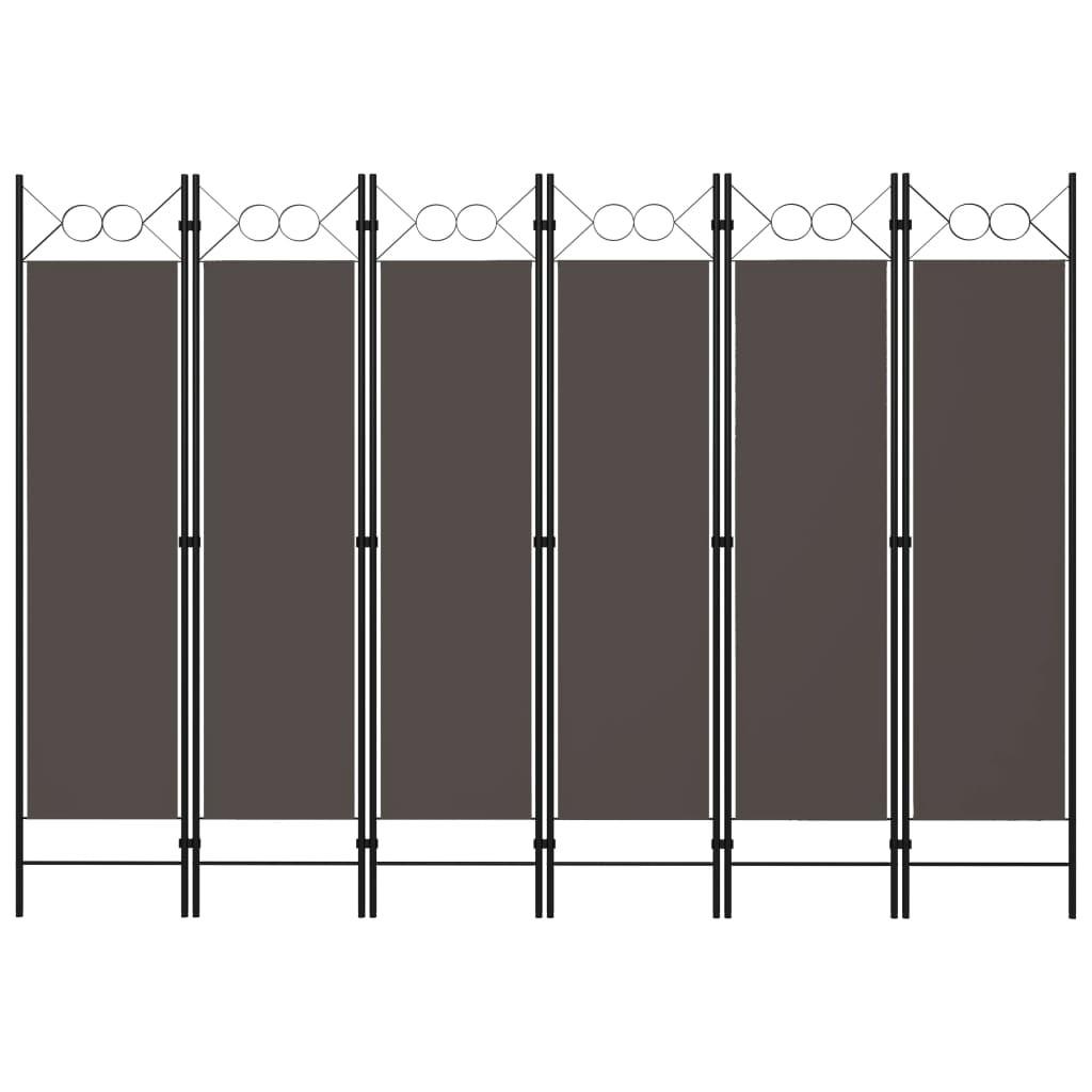 6-panels rumdeler 240 x 180 cm antracitgrå