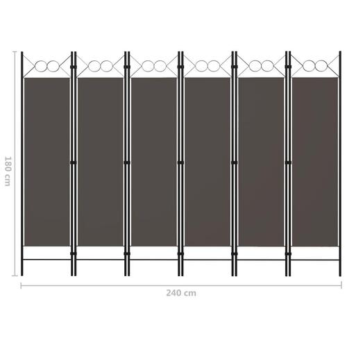 6-panels rumdeler 240 x 180 cm antracitgrå