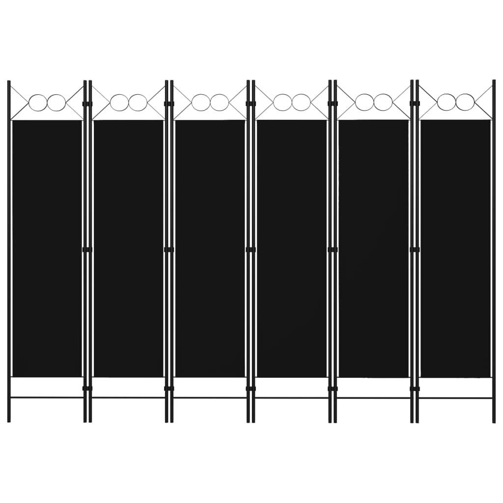 6-panels rumdeler 240x180 cm sort
