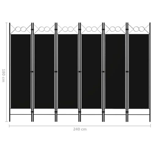 6-panels rumdeler 240x180 cm sort
