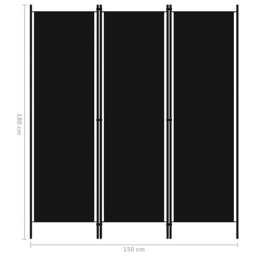 3-panels rumdeler 150 x 180 cm sort