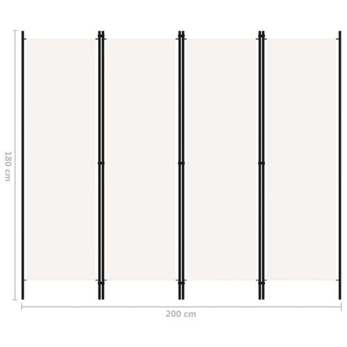 4-panels rumdeler 200 x 180 cm hvid