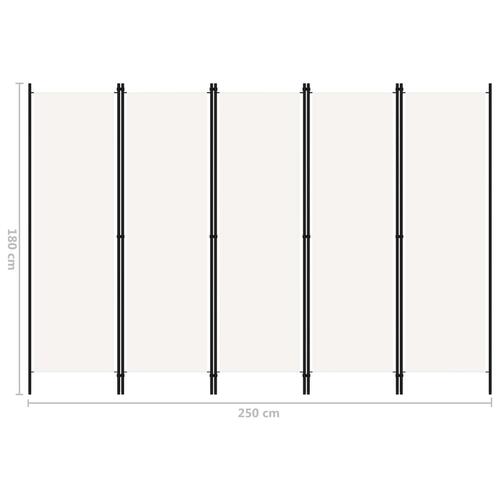 5-panels rumdeler 250 x 180 cm hvid