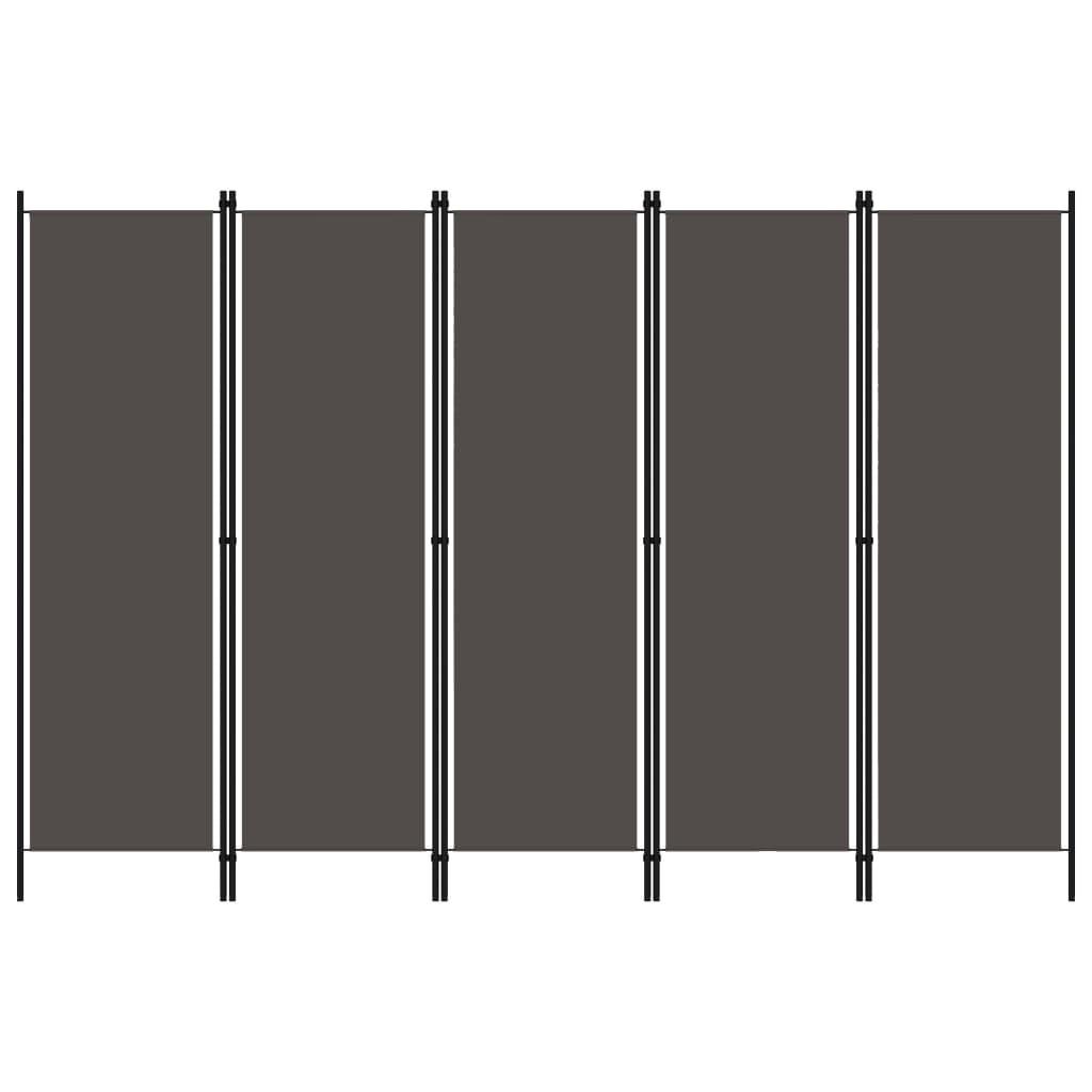 5-panels rumdeler 250 x 180 cm antracitgrå