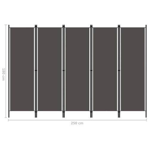 5-panels rumdeler 250 x 180 cm antracitgrå