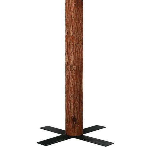 Smalt juletræ med ægte træ og hvid sne 210 cm PVC grøn