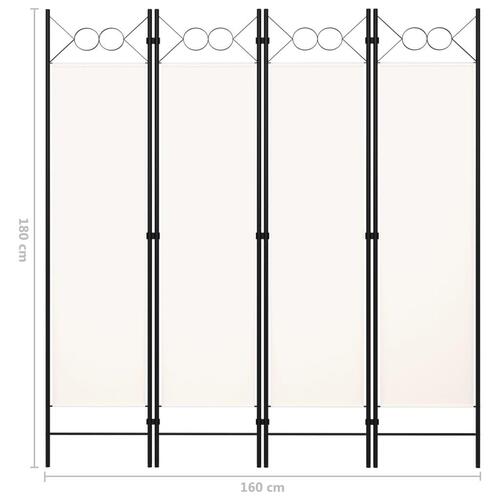 4-panels rumdeler 160x180 cm cremehvid