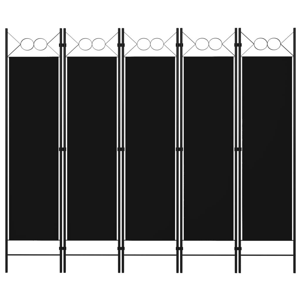 5-panels rumdeler 200x180 cm sort