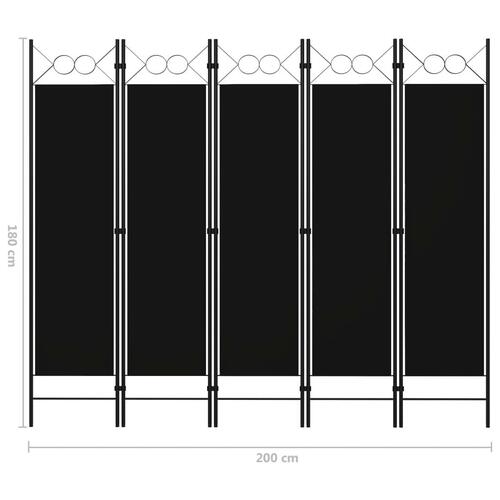 5-panels rumdeler 200x180 cm sort