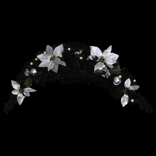 Julekrans buefacon med LED-lys 90 cm PVC sort
