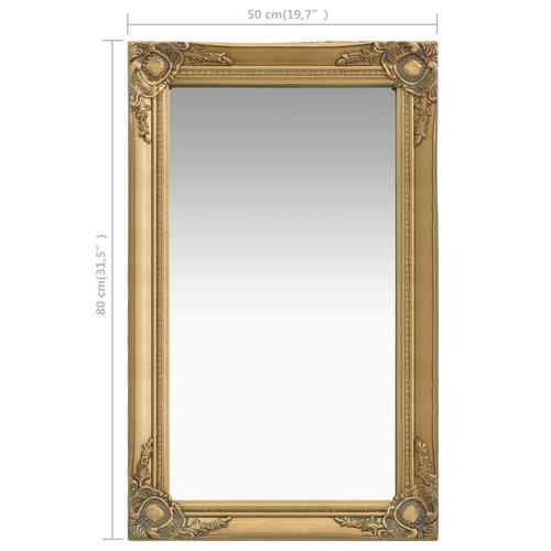 Vægspejl 50x80 cm barokstil guldfarvet