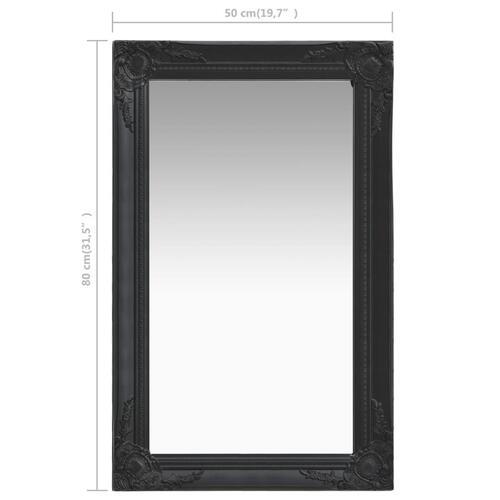 Vægspejl 50x80 cm barokstil sort